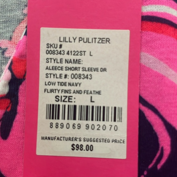 Lilly Pulitzer dress, size L, NWT, Low Tide Navy, slight puff in sleeve☀️ - Picture 3 of 5